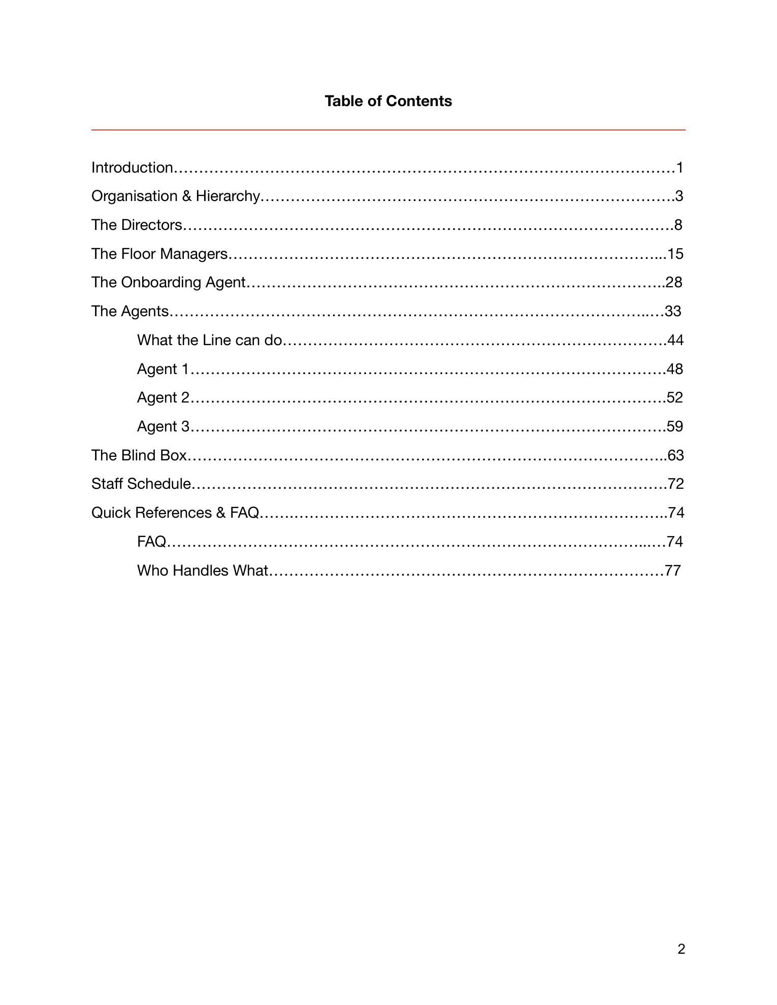 The Line manual, page 2 of 90.