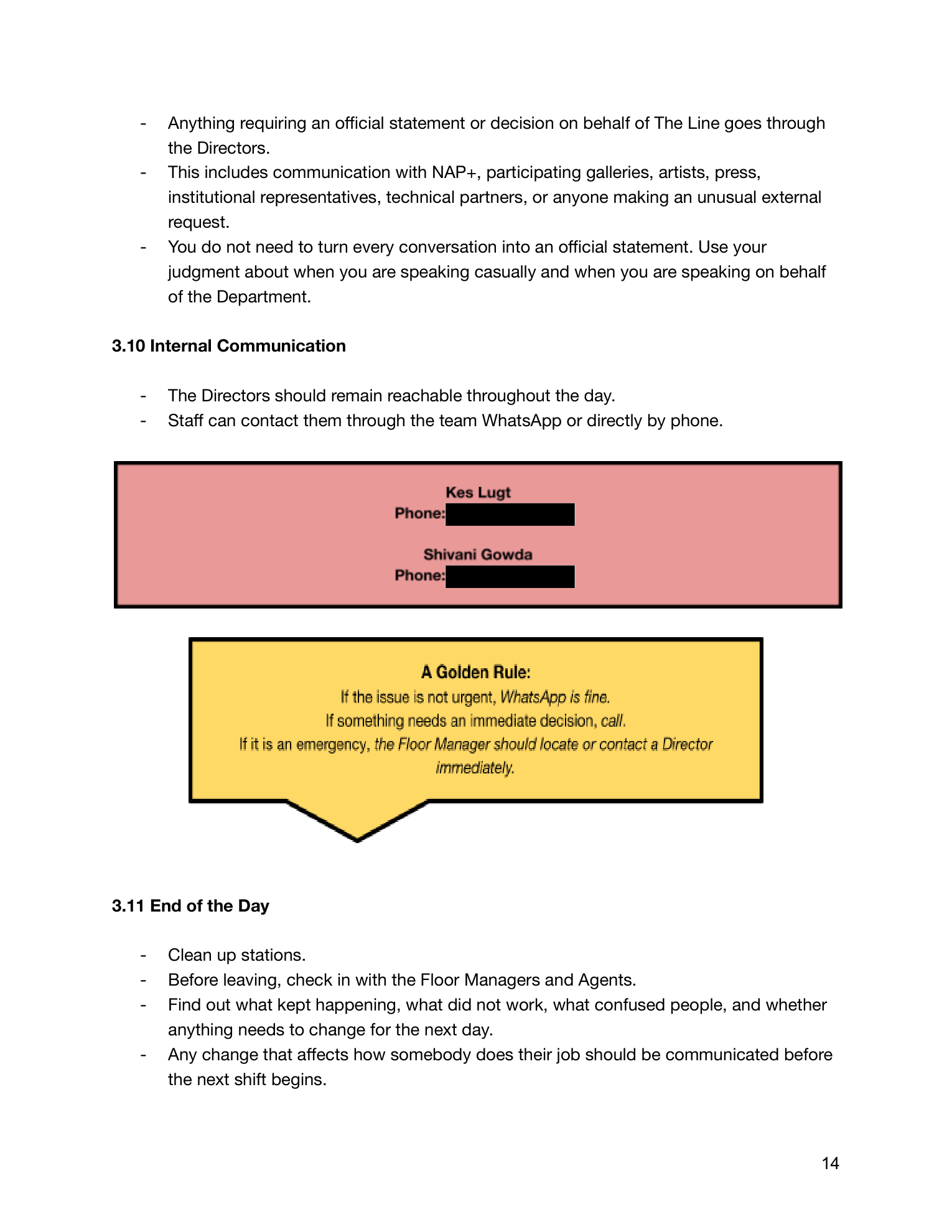 The Line manual, page 16 of 90. Personal details redacted.